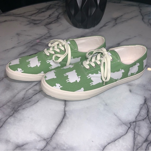 Sperry x Warm & Wonderful Men's 12 Green Black White Sheep Shoes New - Picture 3 of 9